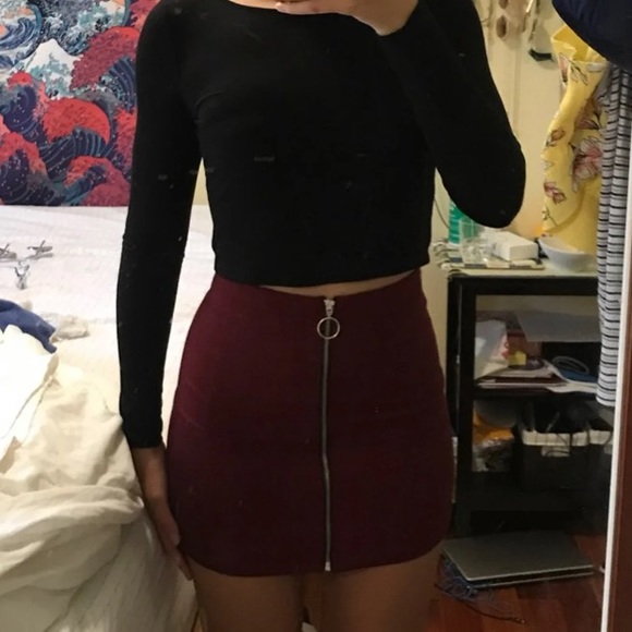 Forever 21 Burgundy Plaid Skirt - Picture 4 of 5